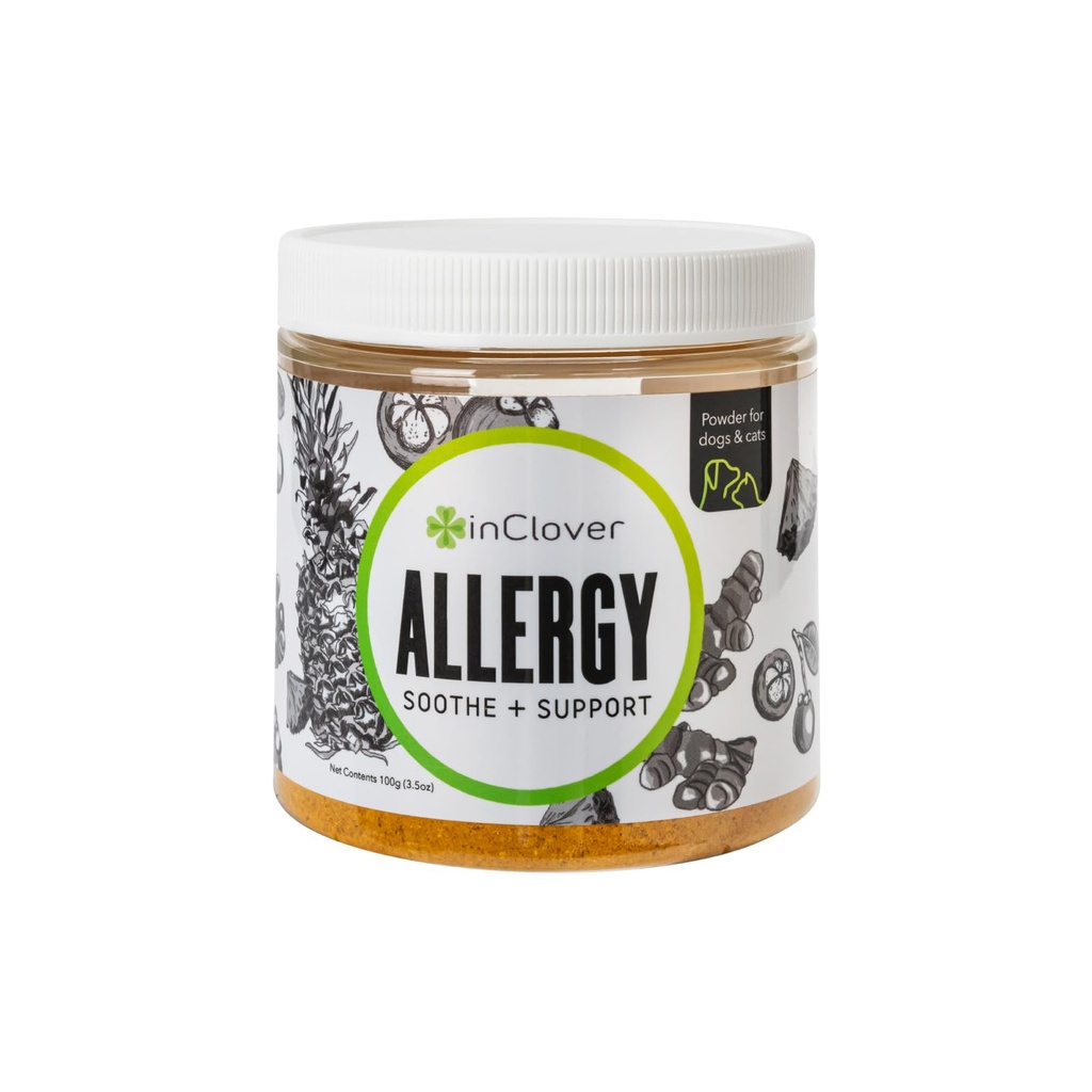 Dans Clover Natural Dog Allergy Relief Supplement with Turmeric - BioResiliant Treat Powder Supplement pour les chiens avec des allergies saisonnières, la mangosteen aide à maintenir des niveaux d'histamine