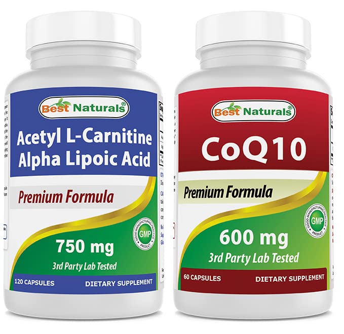 Meilleurs naturels Acétyl L-Carnitine et acide alpha lipoïque 750 mg & CoQ10 600 mg