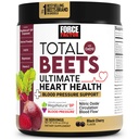 Facteur de force Betteraves totales Santé cardiaque ultime Soutien de la pression artérielle avec CoQ10, poudre de racine de betterave, extrait de graines de raisin, supplément de pression artérielle pour la circulation, cerise noire, 30 portions