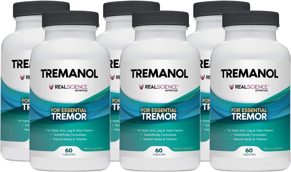 Tremanol – Paquet de 6 - Aide naturelle pour les tremblements essentiels - offre un soulagement pour les tremblements de mains, bras, jambes et voix
