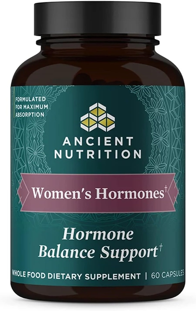 Ancient Nutrition Women's Hormones, Helps Reduce Stress, Supports Energy, Hormone Balance, Gluten Free, Paleo and Keto Friendly, 60 Capsules