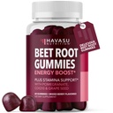 Gommies de racines de betterave avec COQ10 et grenade - Supplément à l'oxyde nitrique pour les hommes et les femmes - Beetroot pour l'endurance, la performance, la récupération - végétalien, non-OGM, sans gluten - mélange d'arôme de baie, 60 comte
