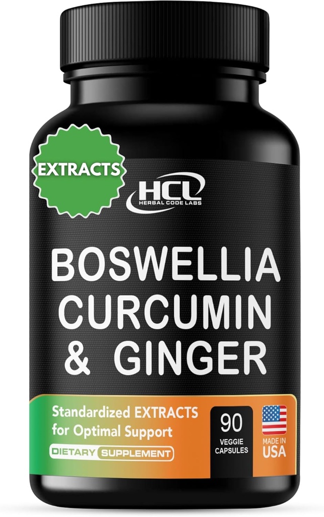 Boswellia Curcumin Supplément d'extraits de gingembre – Fort 95% Curcuminoides pilules de soutien naturel pour la mobilité et la flexibilité – Boswelia de force supplémentaire avec supplément de gingembre biologique curcumin curcumin