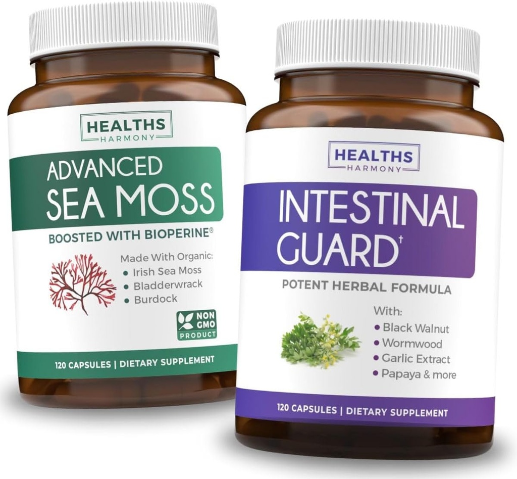 Guard Intestinal & Irish Sea Moss (2-Meth Supply) Guard & Moss Fusion Bundle - Intestinal Guard (120 Capsules) Potent Natural Formula and Organic Irish Sea Moss (120 Capsules) Raw Vegan Supplément