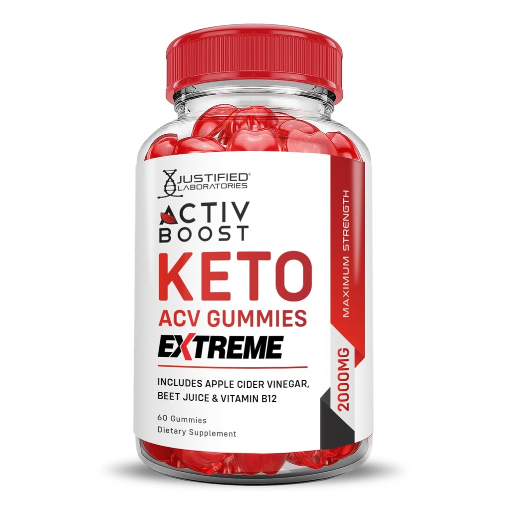 Justified Laboratories Activ Boost Keto ACV Gummies Extreme (2000 mg) - 60 Count - Formulated with Apple Cider Vinegar, Folate & Vitamin B12 - Non-GMO, Vegan, Gluten Free - 30 Servings