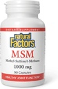 Facteurs naturels, MSM, soutient des articulations saines, cheveux, peau et ongles, 90 capsules