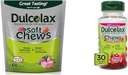 Dulcolax Soft Chews Saline Laxative Mixte Berry (60ct) Soulagement doux de Constipation et de Fruits à mâcher, Saline Laxative, Cerise Berry (30ct) Soulagement de Constipation sans crampes