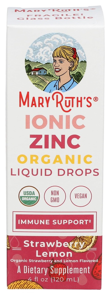 Mary Ruth, Ionic Zinc fraise citron biologique, 4 Fl Oz