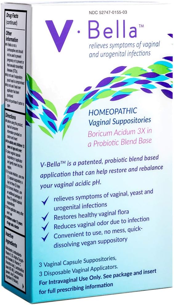 Acide borique V-Bella + Suppositoires vaginaux probiotiques- une façon plus naturelle de rafraîchir, d'équilibrer et de soulager les symptômes de levure, de bactériose (VB) et d'infections urogénitales, de réduire l'Itchiness et l'odeur