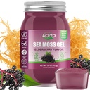 ACEYO (18 OZ) Irish Elderberry Sea Moss Gel Bio Végétalien cru Saveur 102 Vitamines et minéraux Wild Harvested Non-GMO Immune Defense Booster Thyroïde Soutien digestif