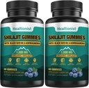 2 Packs 1000 MG Supplément Shilajit Gommies avec 85+ Trace Minerals, Acide Fulvic, Gummy Chilajit Himalayan biologique pur pour les hommes et les femmes, Énergie, Cerveau, Immunity Suport - 120 Compte