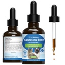 Animaux de compagnie Bien-être Racine de dandelion pour chats - Foie et santé cardiaque, Fonction digestive, Soutien du sucre de sang, biologique certifié - Vétérinaire-formulé supplément à base de plantes 2 oz (59 ml)