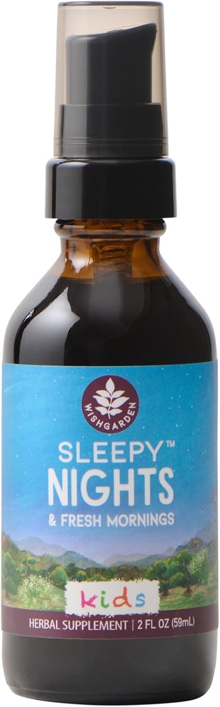 WishJarden Herbs Nuits somnolentes pour les enfants - All-Natural Herbal aide au sommeil Teinture sans mélatonine, complément de sommeil biologique avec Passionflower & Scullcap, soutient un sommeil profond sûr et reposant, 2oz