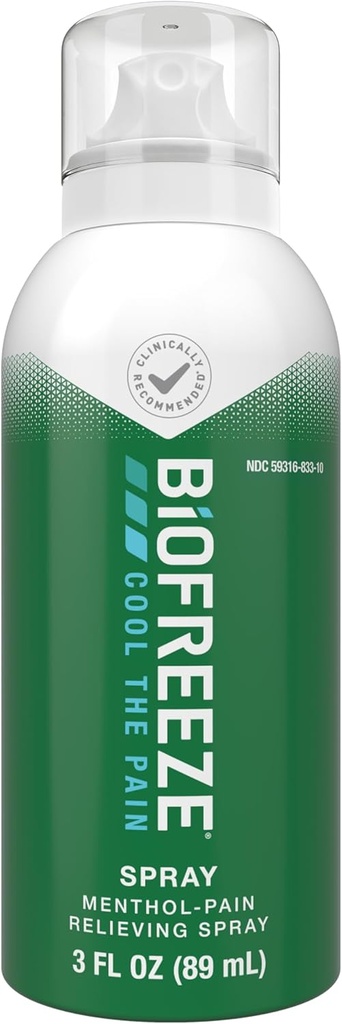 Vaporisateur de menthol biogel 3 FL OZ Aérosol incolore pour soulager la douleur associée aux muscles douloureux, à l'arthrite, aux maux de dos simples et à la douleur articulaire
