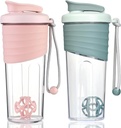 Bouteille de shaker pour les mélanges de protéines, 24 oz (2 pack),Bouteille de shaker de protéine avec boule de fouet,Bouteille de mélange,Bouteille de protéines,Portable pré-entraînement FEUILLES