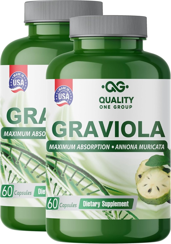 GRAVIOLA MAX - Supplément extrait de gravola - Sourop (Annona muricata) -Immune System Booster & Antioxydants dans chaque gélule de gravola pure (2 unités)