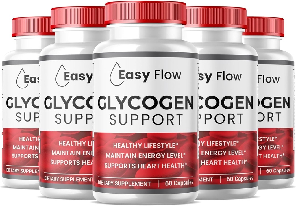 (5 Pack) Easy Flow Glycogen Support Capsules, Premium EasyFlow Glyco Optimizer Formula, Natural Blood Vessel Cleaner, Natural Ingredients (300 Capsules)
