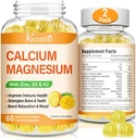 Gommies au zinc de magnésium de calcium avec vitamine D3 et K2, potassium glycinate de magnésium d'absorption élevée pour l'humeur immune et calme, la mangue végane et les ananas 120 Gommies