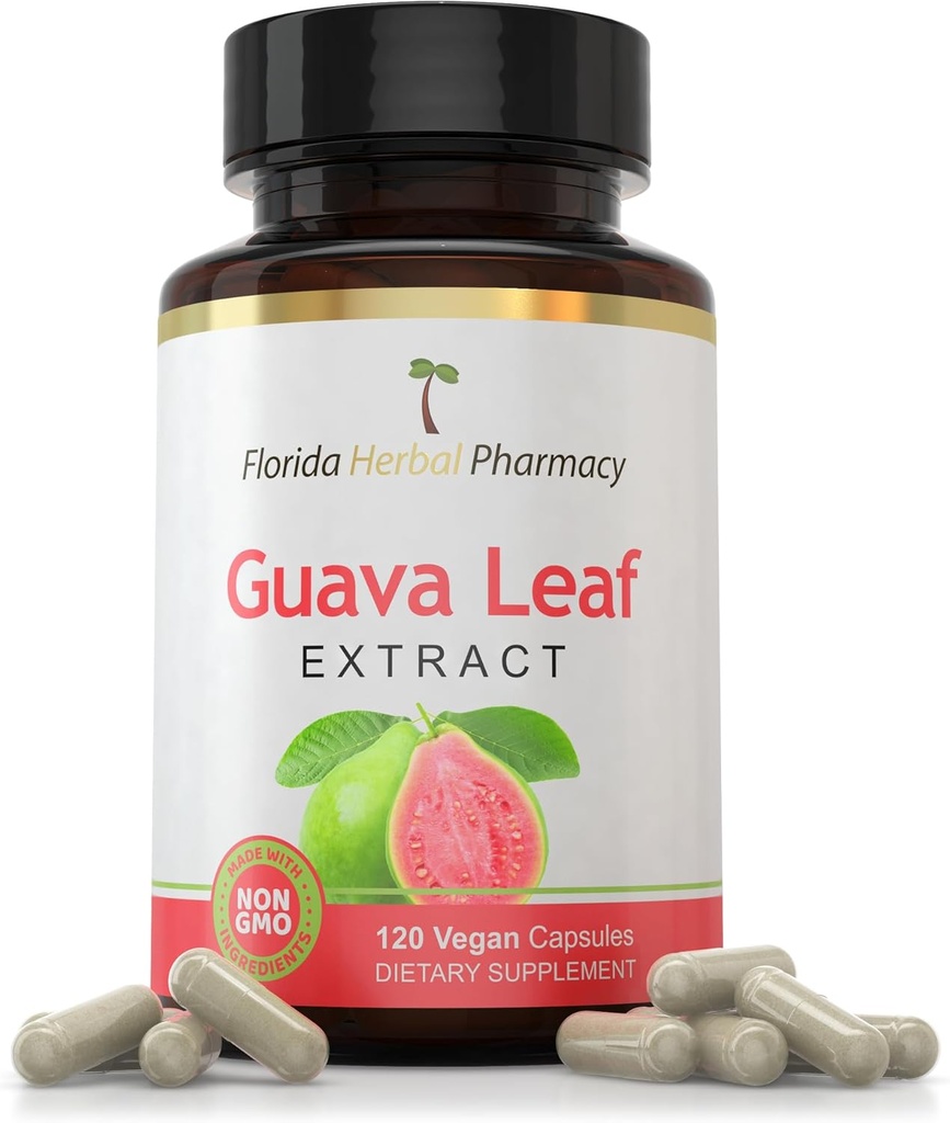 Floride Herbal Pharmacie, Guava Leaf Supplément Capsules 10:1 (120 Capsules) 500 mg par Capsule, 1000 mg