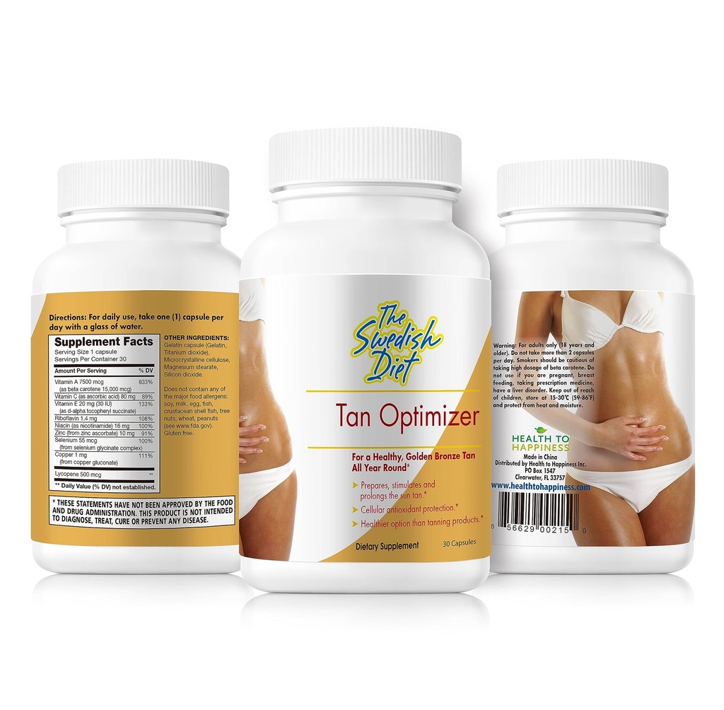 Tan Optimizer – Pilules de bronzage sans sucre avec 25 000 UI de vitamine A, bêta-carotène et antioxydants pour la santé de la peau et le soutien immunitaire – 30 capsules