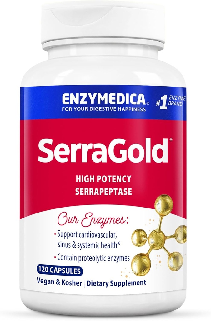 Enzymedica, SerraGold, Supports Recovery, Immune and Cardiovascular System, Natural Supplement, 120 Count (FFP)