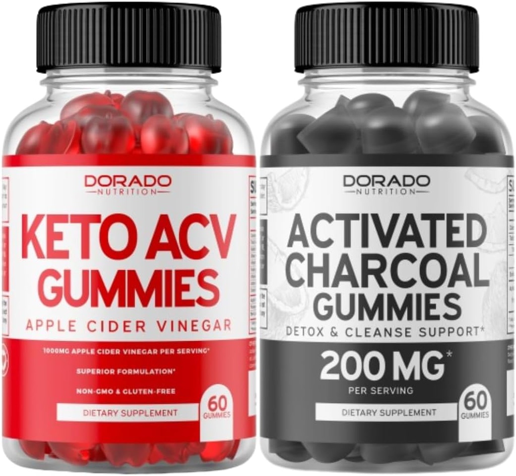 Gummies Keto ACV (60 comte) Formule avancée de perte de poids et Gummies charbonnières activées (60 comte) Détox santé & nettoyage support - Formulé à partir de coquilles de noix de coco biologiques - Non OGM, végétalien & USA Made