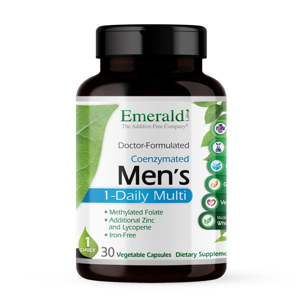 EMERALD LABS Multi-double quotidien pour hommes - Multivitamine sans additifs pour hommes - Comprend le lycopène, le zinc, la vitamine D3, et plus - soutient les os, la prostate et la vision* - 30 capsules végétales