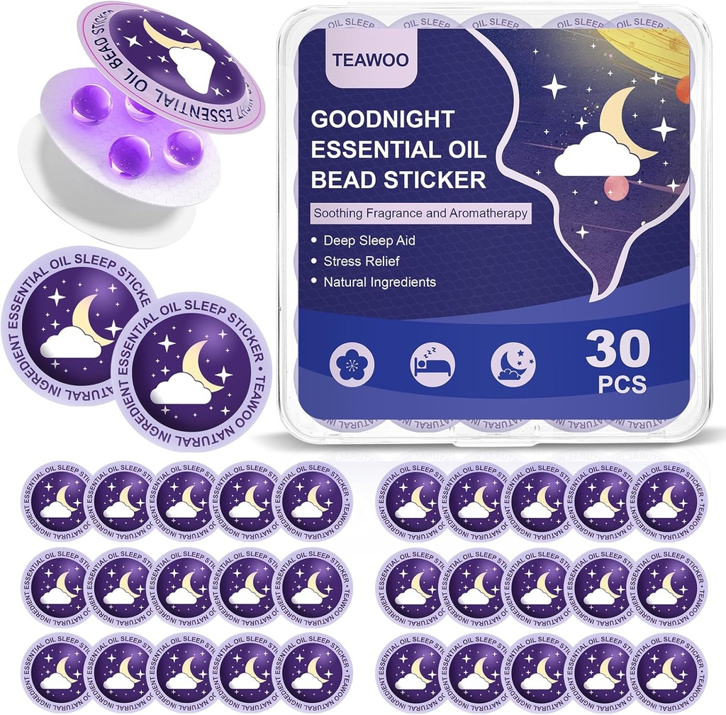 Patchs de sommeil pour adultes et enfants, Patchs d'aide au sommeil à l'huile de sommeil Goodnight bead (30 PCS, service jusqu'à 120 nuits), formule améliorée de rêve doux avec ingrédients végétaux 100% naturels