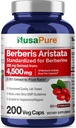 NusaPure Berberine HCI 20:1 Extrait, 225 mg Équivalent à 4 500 mg - 200 Véggie Caps - (Végétarien, non-OGM, végétalien)