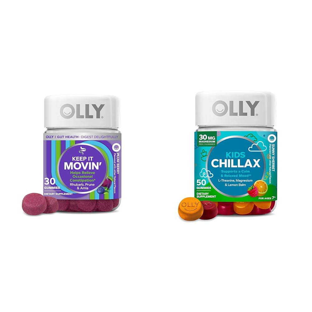 Gommies de secours de Constipation OLLY 30ct + Chillax Enfants Chews Calme 50ct