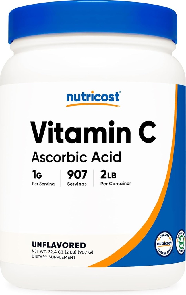 Poudre d'acide ascorbique Nutricost (vitamine C) 2 LBS - sans gluten, non-OGM