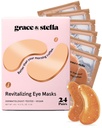 grace & stella Caffeine sous les yeux - Patches d'éveil des yeux pour les yeux puants et les cercles noirs - Patches de masque sous les yeux avec Niacinamide et acide hyaluronique - végétalien, sans cruauté (Bronze, 24 paires)