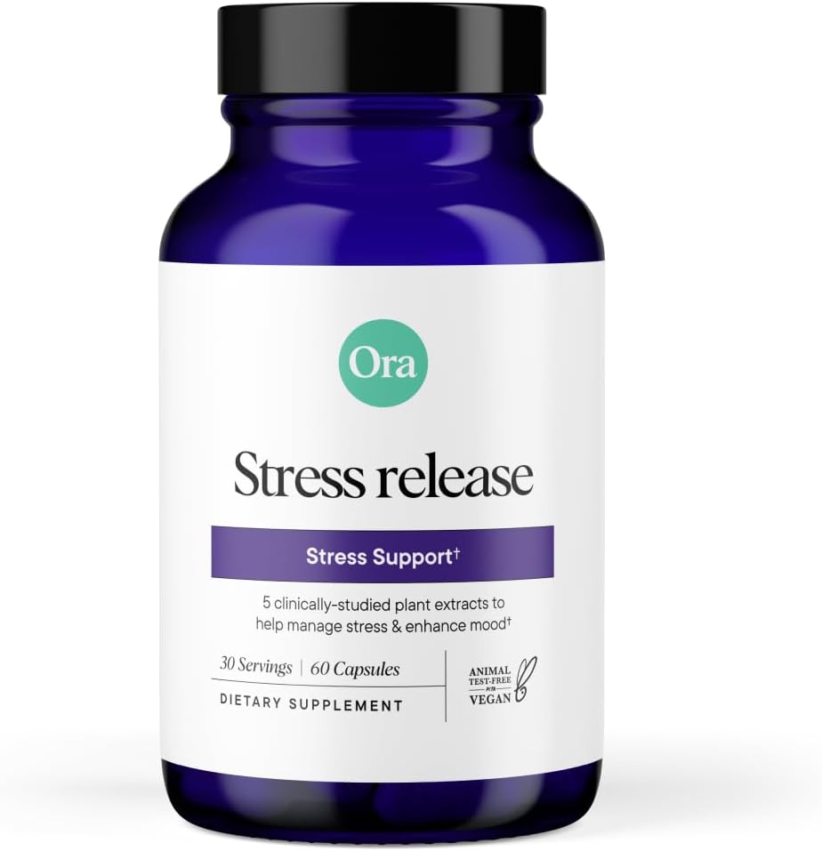 Ora Organic - Supplément anti-stress - Supports Mood & Mental Focus - Se sentir calme et détendu - Sensoril Ashwagandha, Safran, Ginseng, L-Theanine, Lemon Baume - 60 Capsules