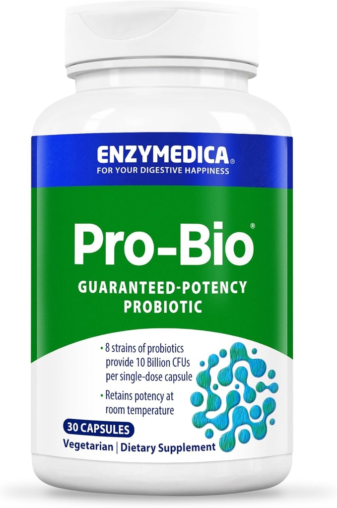 Enzymedica, Pro-Bio, Stable, résistant à l'estomac et à l'acide, Probiotique pour une digestion saine, 10 milliards d'UFC, 30 comtes