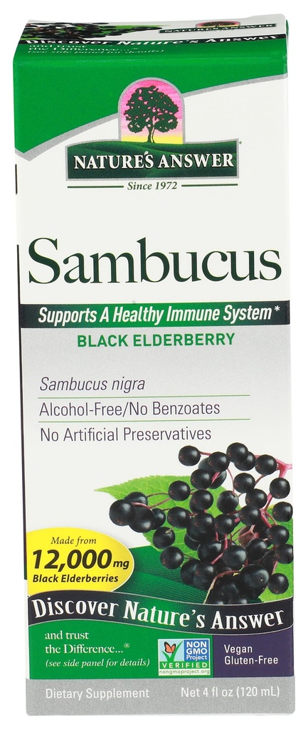 Nature's Answer Sambucus Dietary Supplement, original pour le soutien quotidien immunitaire et antioxydant.