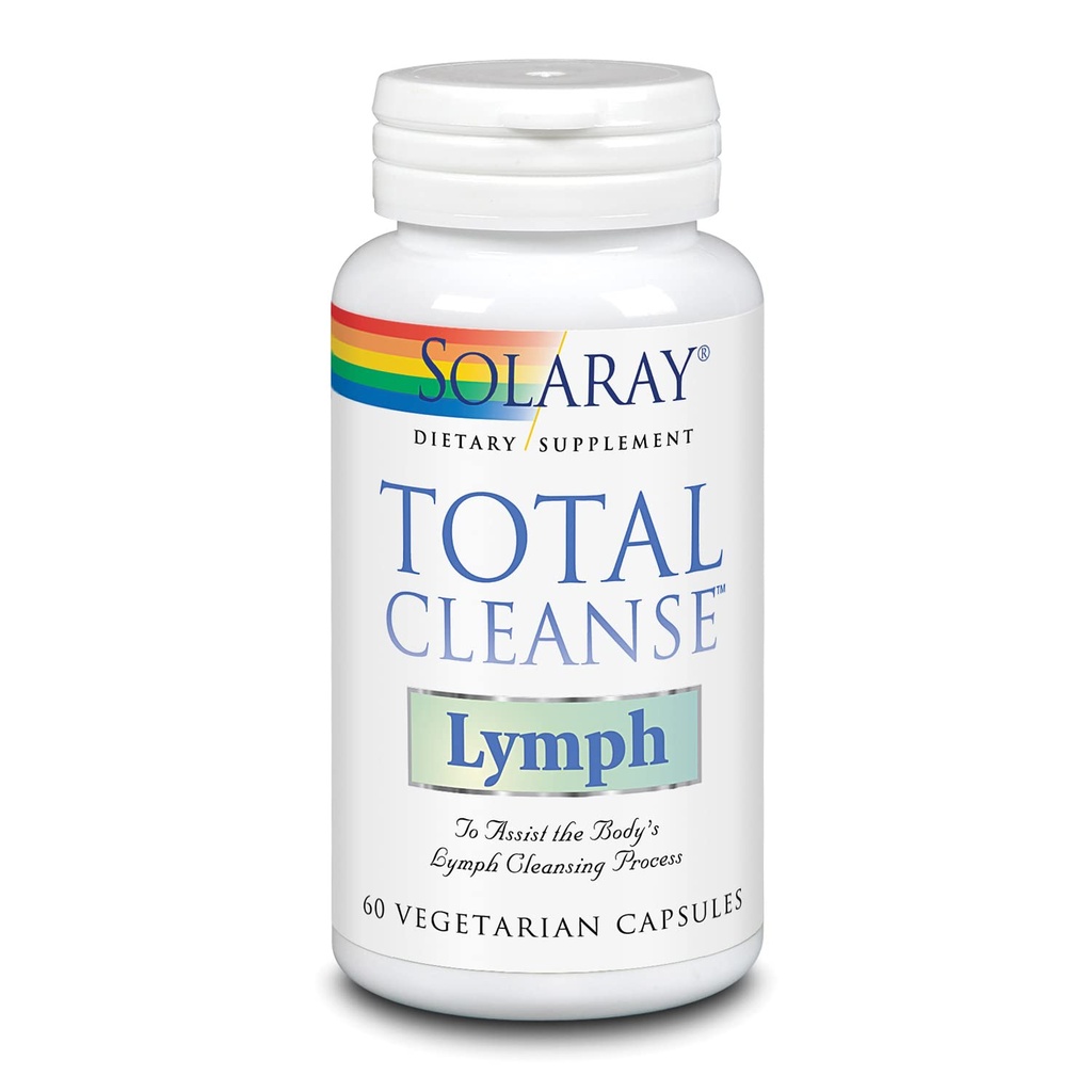 SOLARAY Lymphe nettoyante totale - Complexe de bien-être à base de plantes - Racine de gingembre, Echinacea, Yerba Mate, Burdock Racine, Clover rouge, Gotu Kola et supplément de châtaigne de cheval, garantie de 60 jours, 60 VegCaps, 30 portions