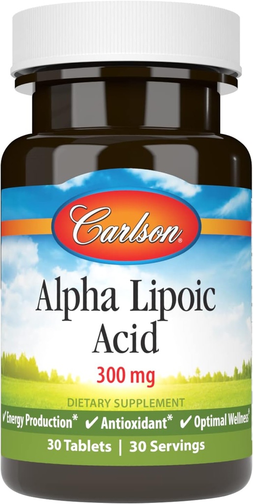 Carlson - Alpha Lipoic Acid, 300 mg, Energy Production, Universal Antioxidant, 30 Tablets