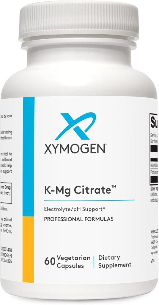 Citrate de K-Mg de XYMOGEN - Supplément de citrate de potassium et de magnésium - Promouvoir le soutien au rein et la fonction cellulaire saine - Supplément d'électrolytes (60 capsules)