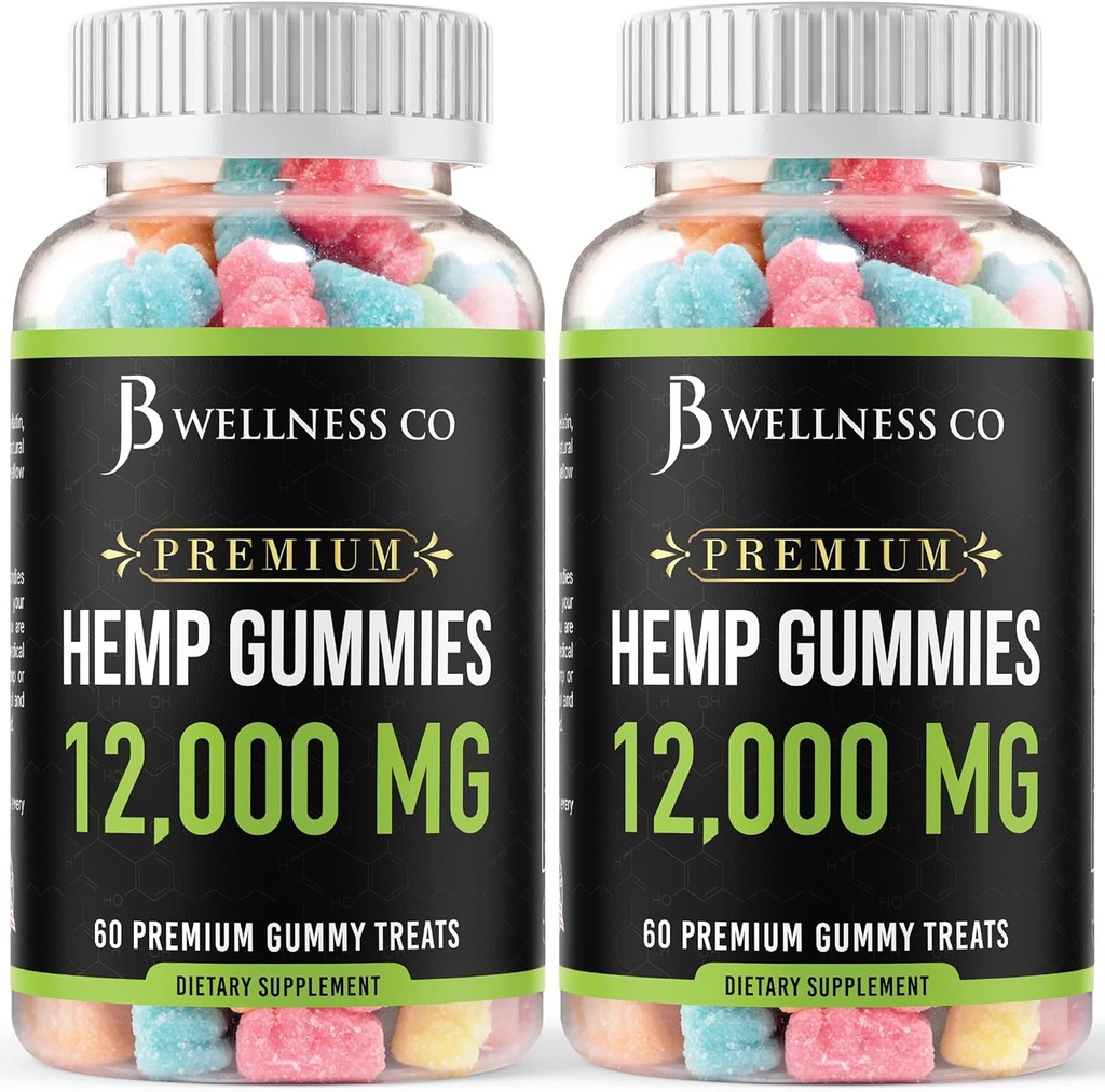 [2-Pack] – Gommies de chanvre Premium 12 000 – Inflammation – Vitamines et Omega 3,6,9 – Fabriqué aux États-Unis (120 Nombre) – [2-Pack]