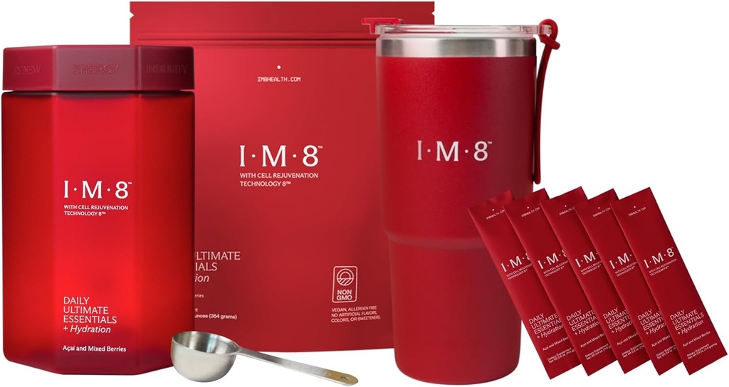 IM8 Beckham Stack Set, longévité NAD supplément et essentiels supplément multivitamine tout-en-un poudre, pour anti-vieillissement et bien-être général (30 portions, Beckham Stack - Kit de démarrage)