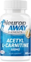 NeuropAWAY Elements Acétyl L-Carnitine 500mg Capsules 60ct (60 500mg Capsules par bouteille) Bouchons de légumes Testés par une tierce partie fabriqués aux États-Unis