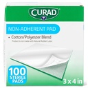 CURAD Plaquettes stériles non-adhérantes (paquet de 100), 3"x4", pour pansement doux et absorption sans collage