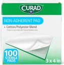 CURAD Sterile Non-Adherent Pads (Pack of 100), 3"x4", for gentle wound dressing and absorption without sticking