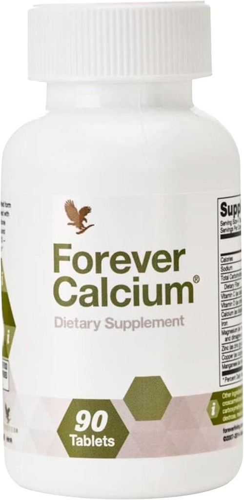 Forever Living - Forever Calcium® - Soutien optimal pour la santé des os - Sans gluten - Mélange de malate de di-calcium, vitamine D, magnésium et zinc - 90 comprimés