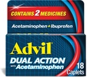 Caplets enduits à double action avec l'acétaminophène, 125 mg d'Ibuprofène et 250 mg d'acétaminophène par caplet pour 8 heures de soulagement de la douleur - 18 Compte