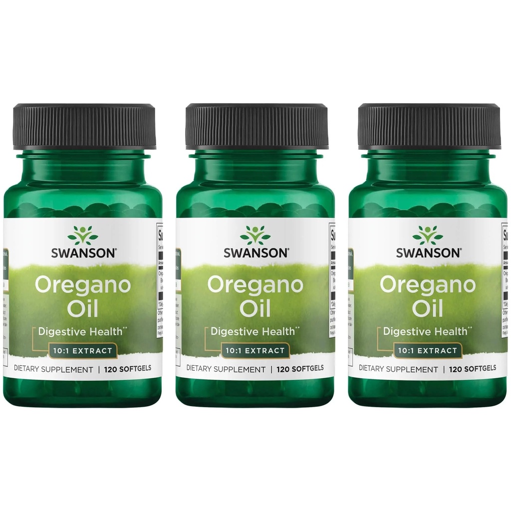 Extrait d'Origan de Swanson 10:1 - Supplément naturel favorisant la santé digestive et le soutien respiratoire - soutient le système gastro-intestinal et la santé urinaire - (120 Softgels, 150mg chacun) (3 Pack)