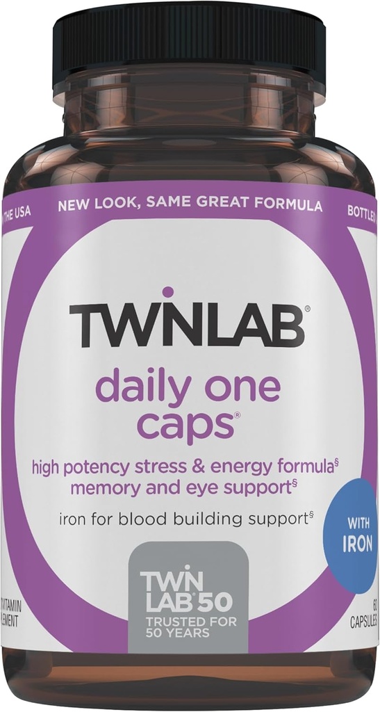Twinlab capsules quotidiennes avec fer - Supplément nutritionnel avec fer, zinc, vitamines B et plus - 60 capsules