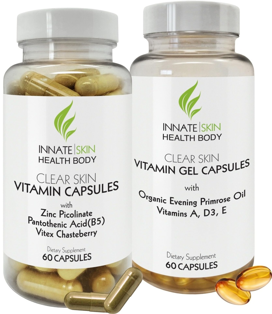 Système de vitamine à l'acné de la peau claire 20 Antioxydants, botaniques et minéraux 60 Count Pack de 2