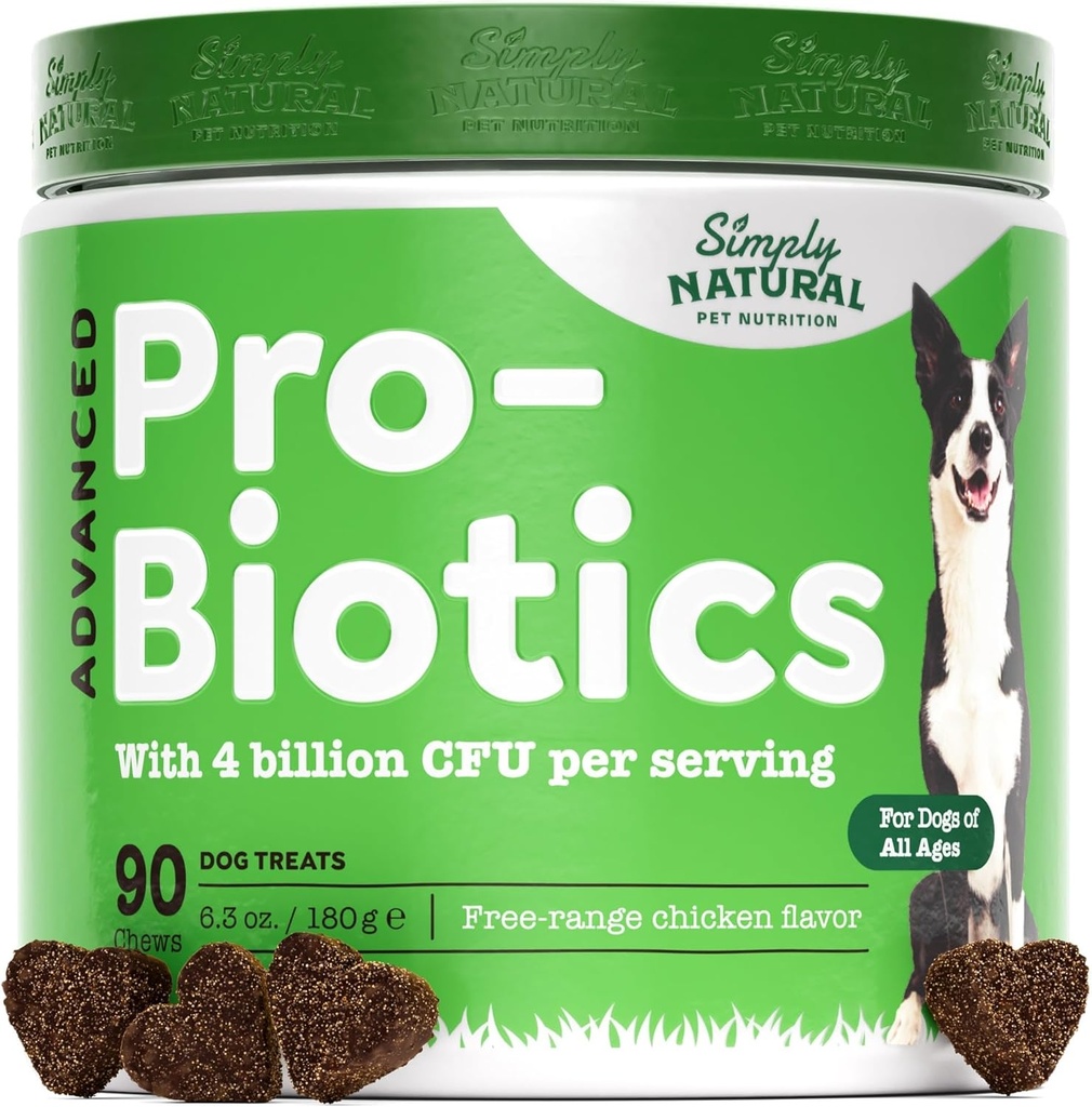 Probiotics for Dogs with 4 Billion CFU, 90 Probiotic Dog Chews for All Breeds - Helps to Prevent Diarrhea, Improve Gut Health and Digestive System