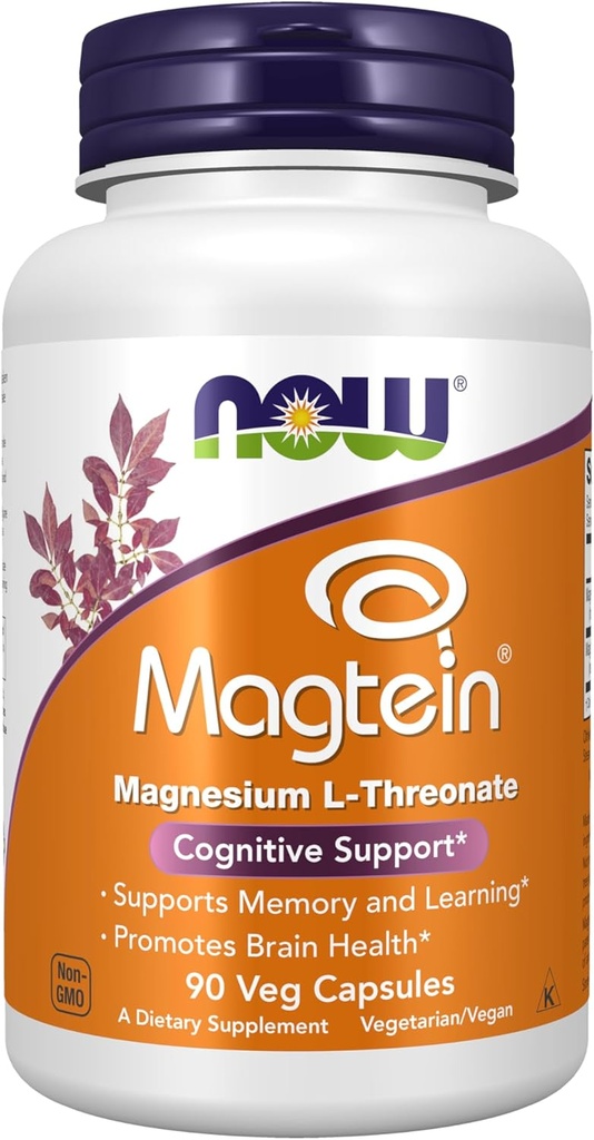 MAINTENANT compléments alimentaires, MagteinTM avec forme brevetée de magnésium (Mg), support cognitif*, 90 capsules de légumes